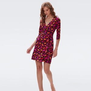 DVF Julian Silk Jersey Wrap Dress in Midnight Kiss Multi